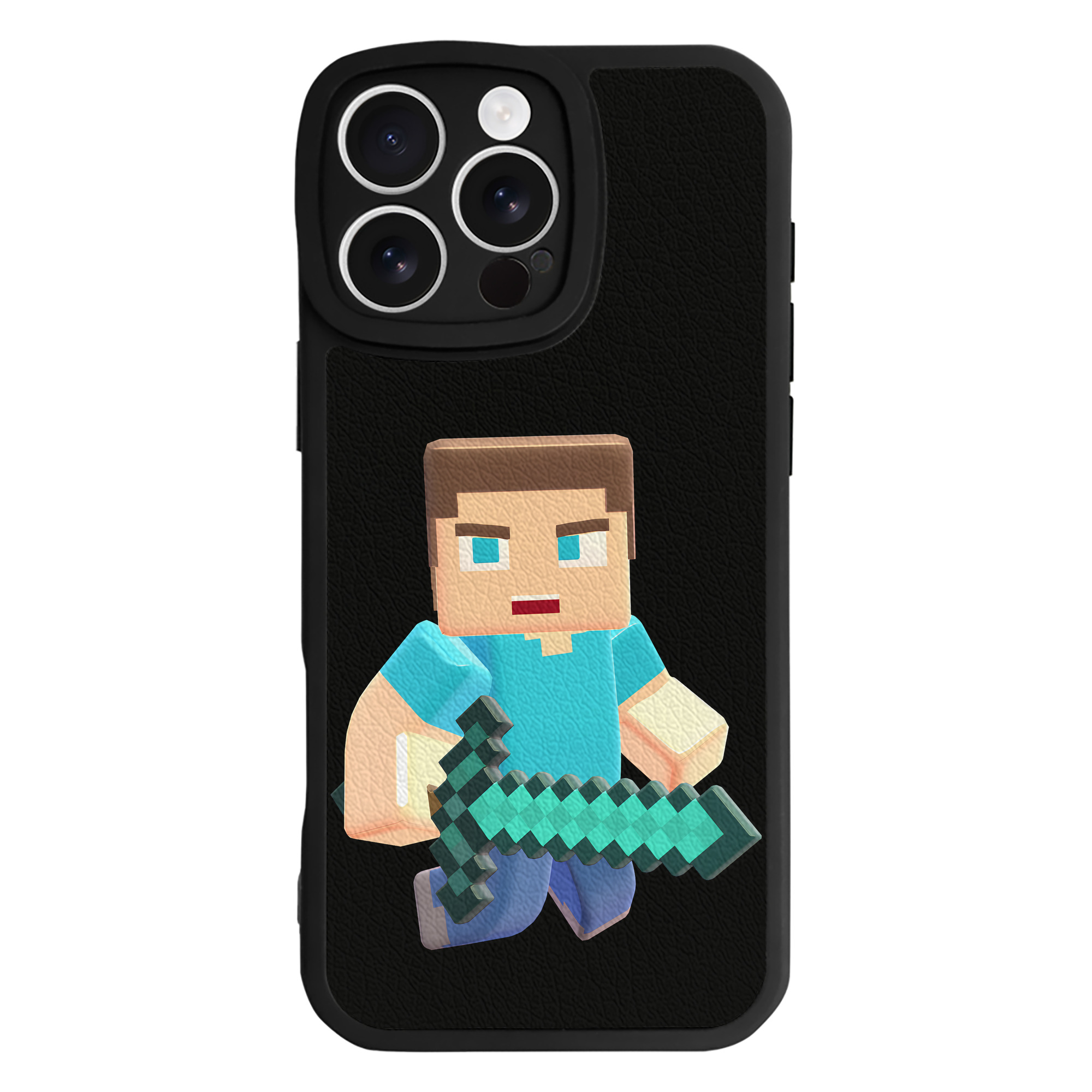 （画像用） マインクラフト ブロックの世界 Minecraft MC Block world 【iPhone 16シリーズ対応】シリコンスマホケース（レザー調） 材質：シリコン